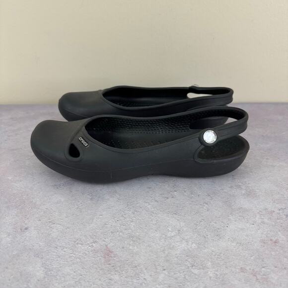 Crocs Shoes Women's 8 Sling Back Ballet Flats Bling Cut Out Close Toe Sandals - Picture 2 of 12